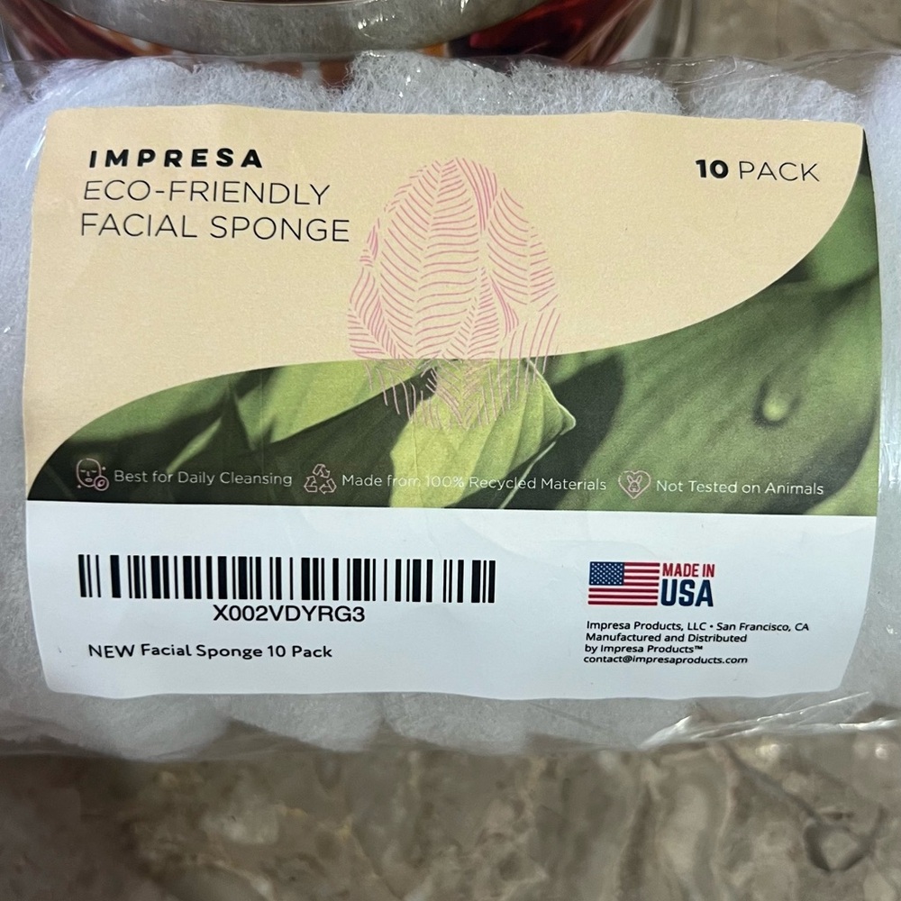 BNWT Facial Sponge 10 Pack IMPRESA ECO-FRIENDLY FACIAL SPONGE
